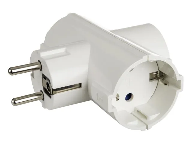 Adaptador triplo 2P + E, 16A 250V ~. Cor branca