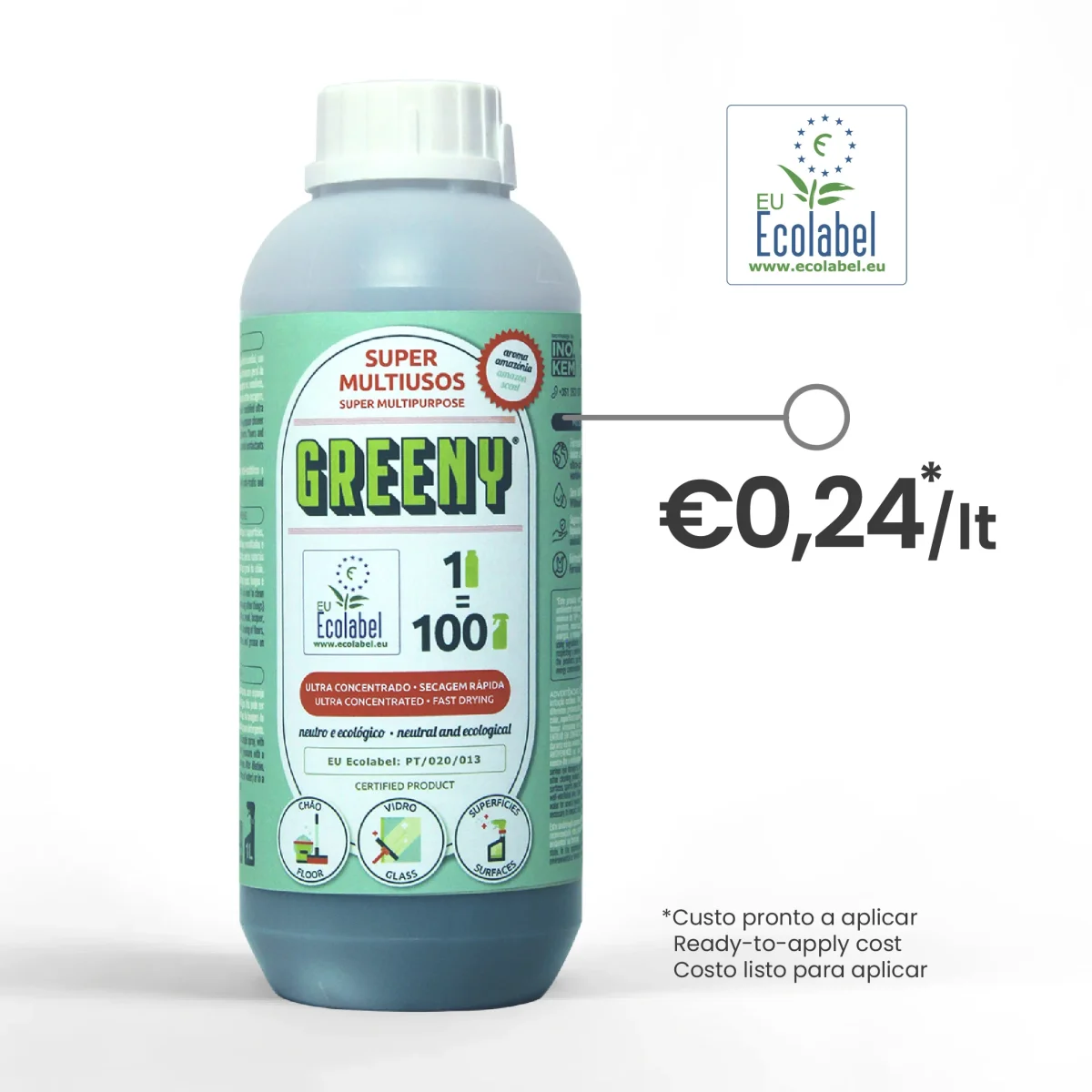 Detergente Multiusos Ecolabel – GREENY (1Litro) – Inokem