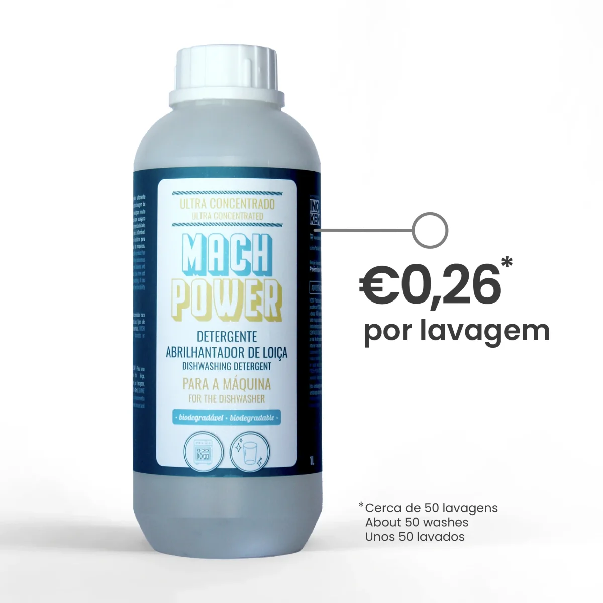 Detergente Máquina da Loiça com Anti-calcário – MACH POWER (1Litro) – Inokem