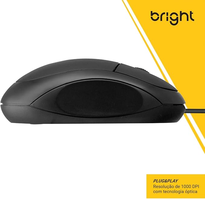 Mouse Standard Bright, Preto, Conexão Via USB, Design Moderno, Sistema Óptico, Botão De Rolagem Macio, Compatível Com Windows 7 8 E 10, Cabo De 110 Cm - Image 3