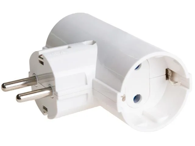 Adaptador duplo 2P + E, 16A 250V ~. Cor branca