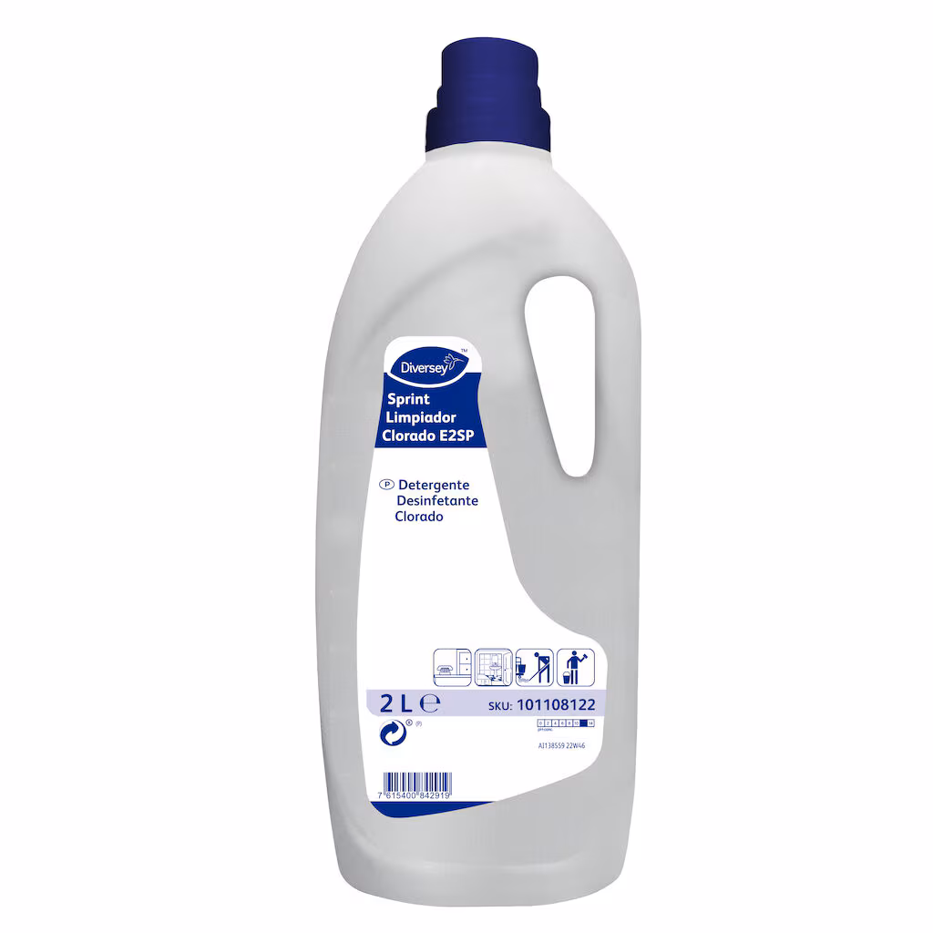 Sprint Limpador Clorado E2SP 2L – Produto de limpeza desinfetante para todo o tipo de superfícies resistentes à água