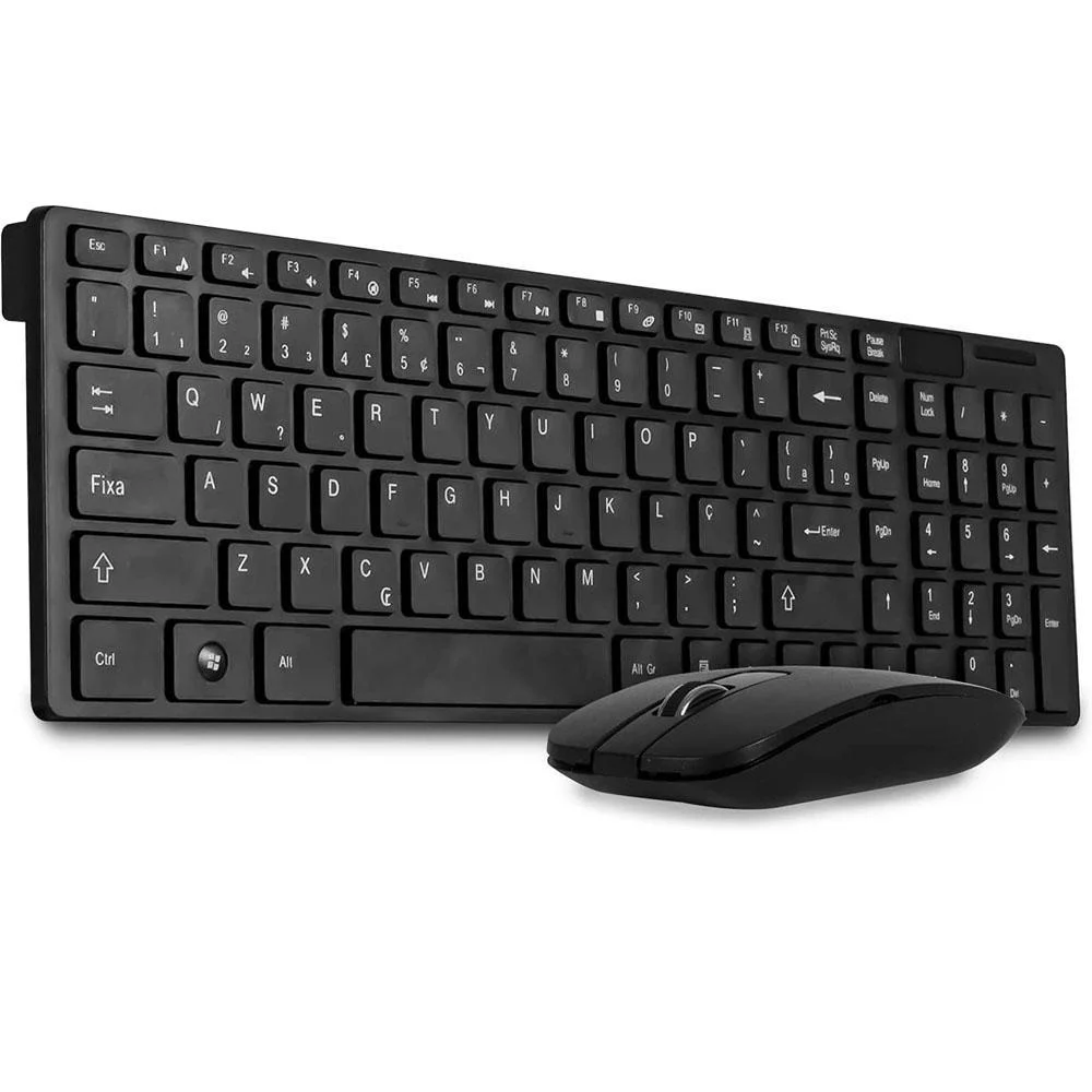 Monocron Teclado e Mouse Sem Fio, ABNT-2 , Mouse 1000 DPI, Alcance 10m, Preto
